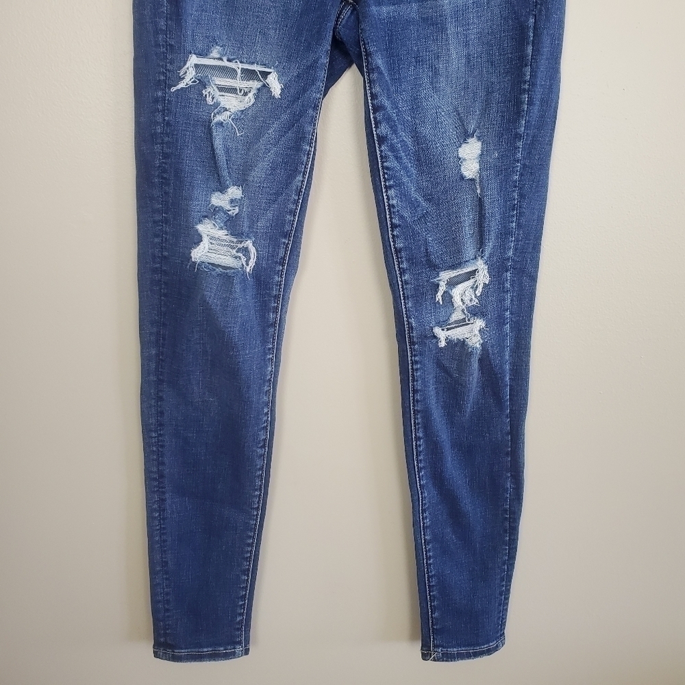 AE 2 American Eagle Skinny Jeans Super Hi Rise Jegging Ripped Distressed Stretch - Picture 5 of 12